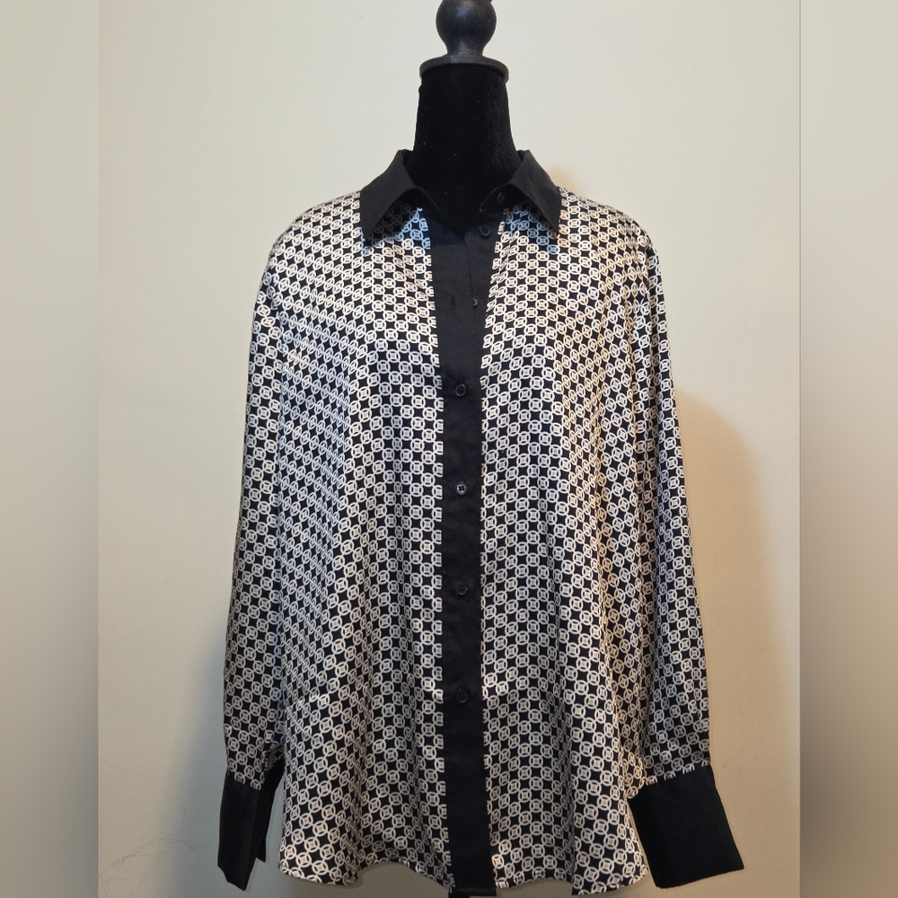 H&M Black and White Geometric Men's Shirt
